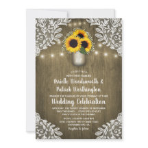 Country Sunflower Mason Jar Hochzeitseinladungen