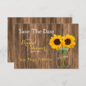 Country Sunflower Mason Jar Save the Date (Vorne/Hinten)