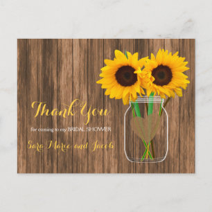 Country Sunflower Mason Jar - Vielen Dank Postkarte