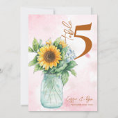 Country Sunflower Mason Jar Wedding Tischnummer (Rückseite)