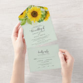 Country Sunflower | Münzhochzeit in einem All In One Einladung (Abreißen)