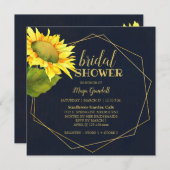 Country Sunflower Navy Blue Brautparty Einladung (Vorne/Hinten)