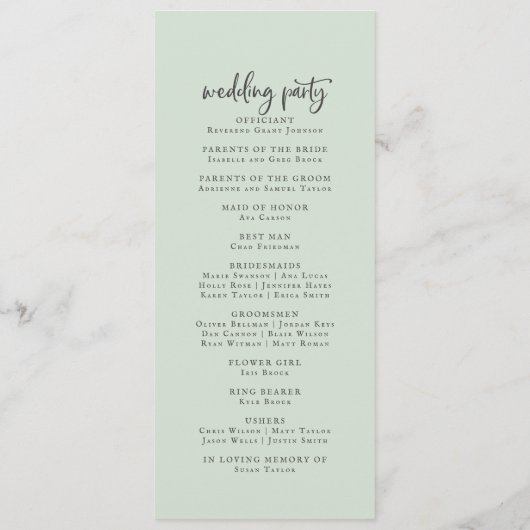 Country Sunflower | Prämienhochzeitsprogramm Programm (Rückseite)