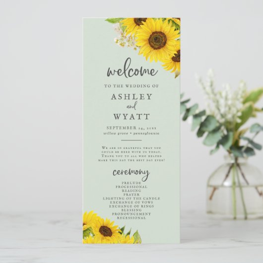 Country Sunflower | Prämienhochzeitsprogramm Programm (Stehend Vorderseite)