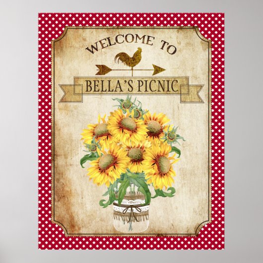 Country Sunflower Red Gingham Poster (Vorne)
