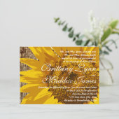Country Sunflower Rustic Wood Wedding Einladungen (Stehend Vorderseite)