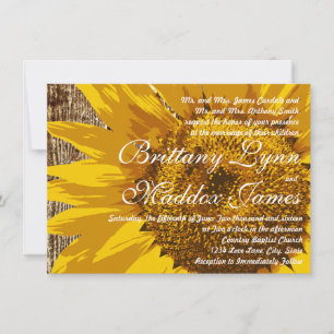 Country Sunflower Rustic Wood Wedding Einladungen