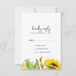Country Sunflower Simple RSVP Card Karte