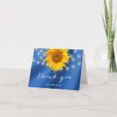 Country Sunflower & String Lights Blue Vielen Dank Dankeskarte (Vorderseite)