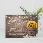 Country Sunflower & String Lights Brautparty Einladung (Stehend Vorderseite)