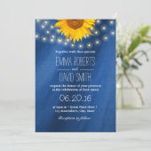 Country Sunflower & String Lights Hochzeit Einladung (Stehend Vorderseite)