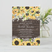 Country Sunflower String Lights Lace Brautparty Einladung (Stehend Vorderseite)