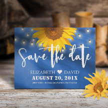 Country Sunflower & String Lights Save the Date