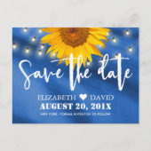 Country Sunflower & String Lights Save the Date Ankündigungspostkarte (Vorderseite)