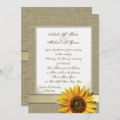 Country Sunflower und Burlap Einladung (Vorne/Hinten)