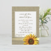 Country Sunflower und Burlap Einladung (Stehend Vorderseite)
