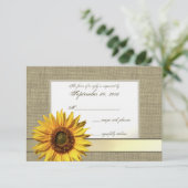 Country Sunflower und Burlap Look Response RSVP Karte (Stehend Vorderseite)