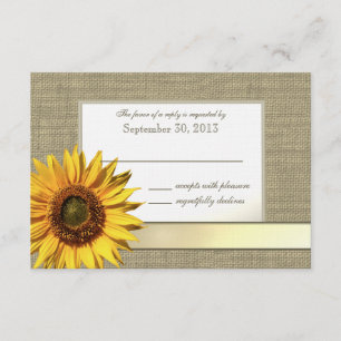 Country Sunflower und Burlap Look Response RSVP Karte