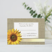 Country Sunflower und Burlap Look Response RSVP Karte (Stehend Vorderseite)
