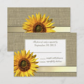 Country Sunflower und Burlap Look Response RSVP Karte (Vorne/Hinten)