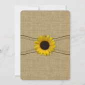 Country Sunflower und Burlap Probe Dinner Einladung (Rückseite)
