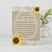 Country Sunflower und Lace Einladung (Stehend Vorderseite)