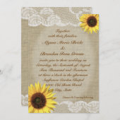 Country Sunflower und Lace Einladung (Vorne/Hinten)