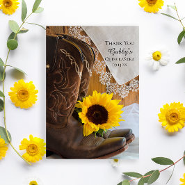 Country Sunflower und Lace Quinceñera Vielen Dank Dankeskarte