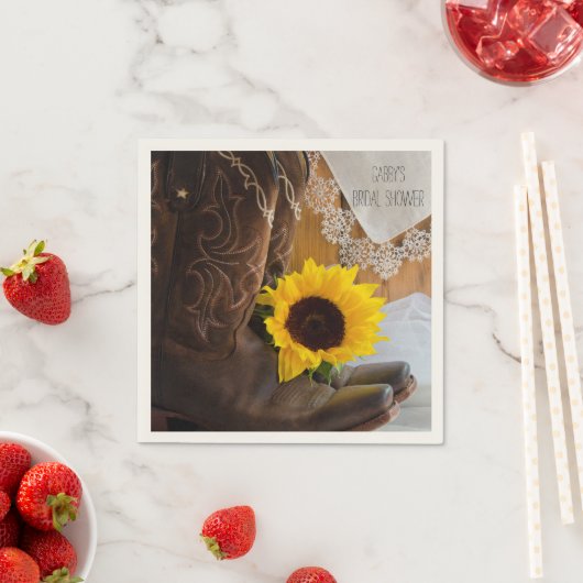 Country Sunflower und Lace Western Brautparty Serviette (Beispiel)