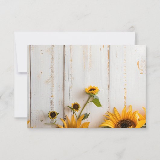 Country Sunflower und Rustic Barn Wood Wedding RSVP Karte (Rückseite)