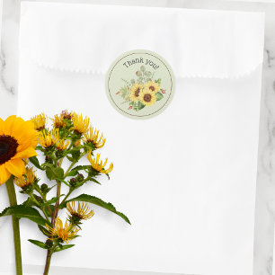 Country Sunflower Vielen Dank Runder Aufkleber