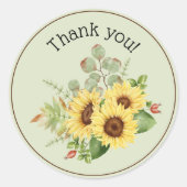 Country Sunflower Vielen Dank Runder Aufkleber (Vorderseite)