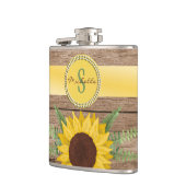 Country Sunflower Vintag Wood Monogram Flachmann (Links)