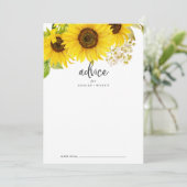 Country Sunflower Wedding Advice Card Hinweiskarte (Stehend Vorderseite)