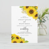 Country Sunflower Wedding Einladung (Stehend Vorderseite)