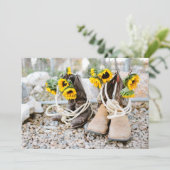 Country Sunflower Wedding Einladung (Stehend Vorderseite)