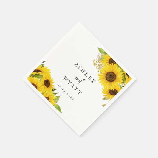 Country Sunflower Wedding Napkins Serviette (Ecke)