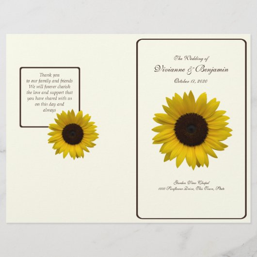 Country Sunflower Wedding Program (Vorderseite)