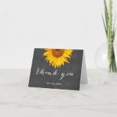 Country Sunflower Wedding Rustic Chalkboard Dankeskarte (Vorderseite)