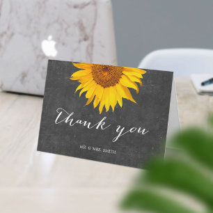 Country Sunflower Wedding Rustic Chalkboard Dankeskarte