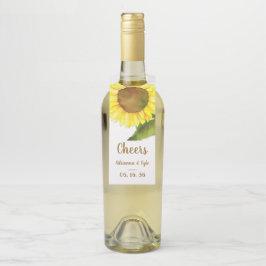 Country Sunflower Wedding Wine Flaschenanhänger