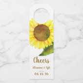 Country Sunflower Wedding Wine Flaschenanhänger (Vorderseite)