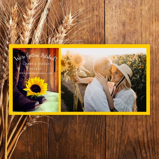 Country Sunflower Western Barn Wedding Save The Date