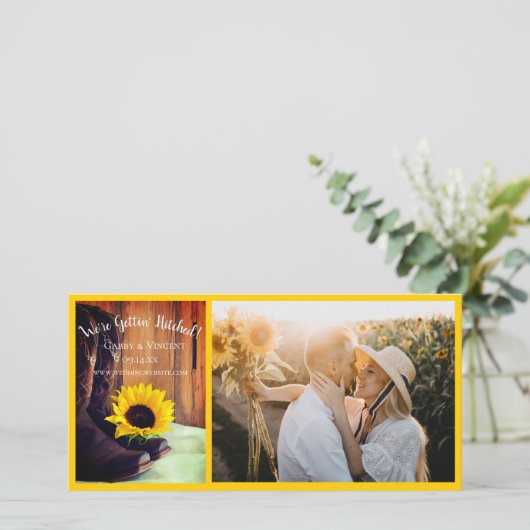 Country Sunflower Western Barn Wedding Save The Date (Stehend Vorderseite)
