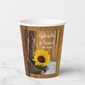 Country Sunflower Western Hochzeit Pappbecher (Vorderseite)