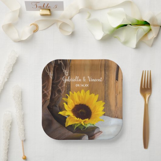 Country Sunflower Western Hochzeit Pappteller (Hochzeit)