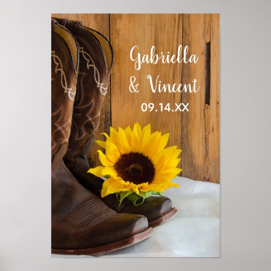 Country Sunflower Western Hochzeit Poster (Vorne)