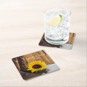Country Sunflower Western Hochzeit Rechteckiger Pappuntersetzer (Vor Ort)