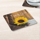 Country Sunflower Western Hochzeit Rechteckiger Pappuntersetzer (angewinkelt)