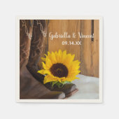 Country Sunflower Western Hochzeit Serviette (Vorderseite)
